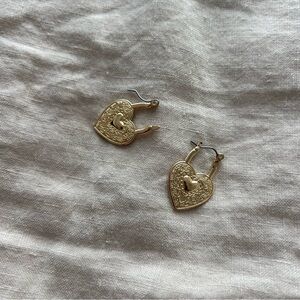 Gold Heart Lock Earrings